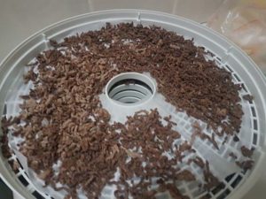 dehydrating boiled mince